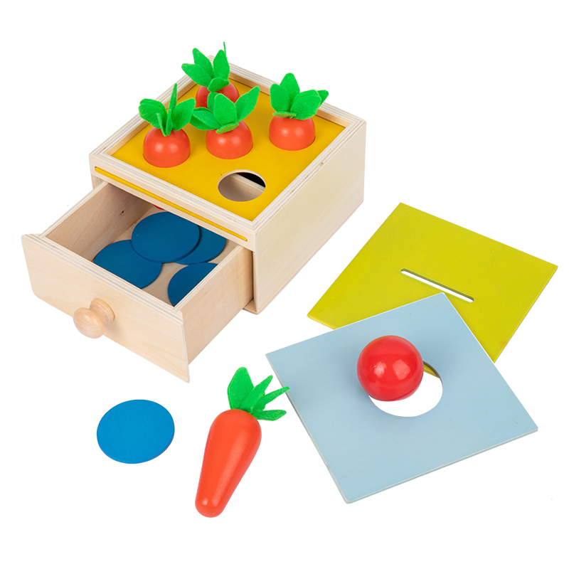 Kids Toy Baby Wooden Coin Box Ball Box Wooden Pulling Radish Toys Early Educational Learning Toy