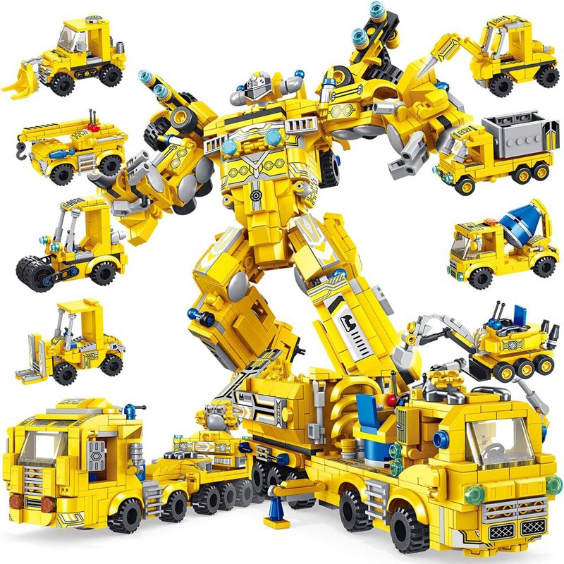 723 PCS Robot Building Kit 8-in-1 Kids Model Engineering Construction Vehicle Sets Stem Learning Building Bricks