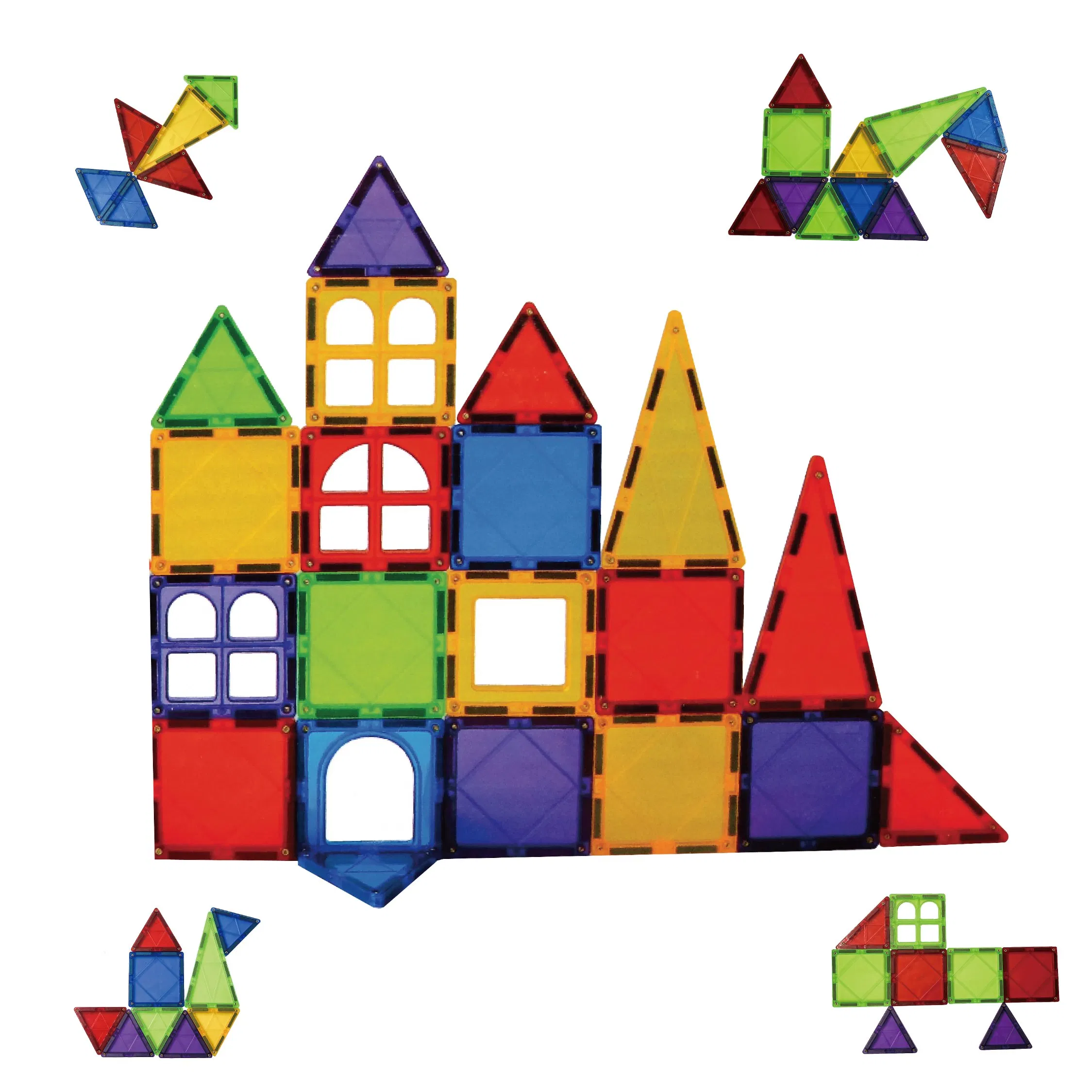 Educational Magnet Building Block 3D Construction Toys Plastic Magnetic Tiles for Kids