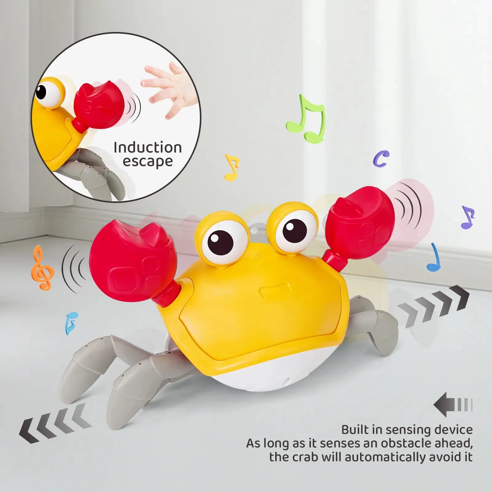 New Electronic Kids Toy Walking Wind-up Crab Baby Bath Toy with Music and LED Light