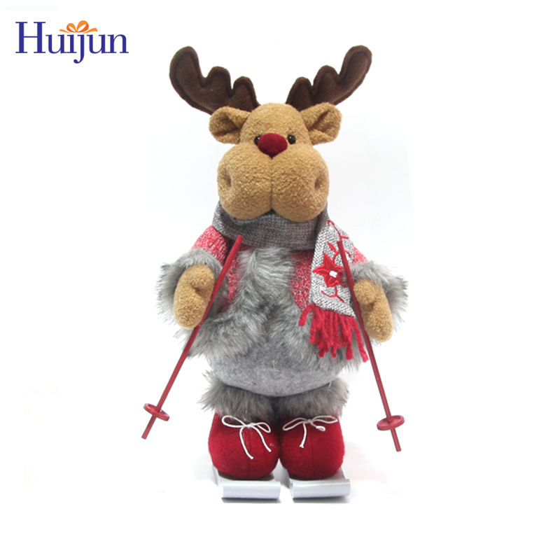 Wholesale Set of 3 Sleigh Santa Claus Navidad Stuffed Christmas Plush Snowman Reindeer Standing Doll for Xmas Holiday Home Decor