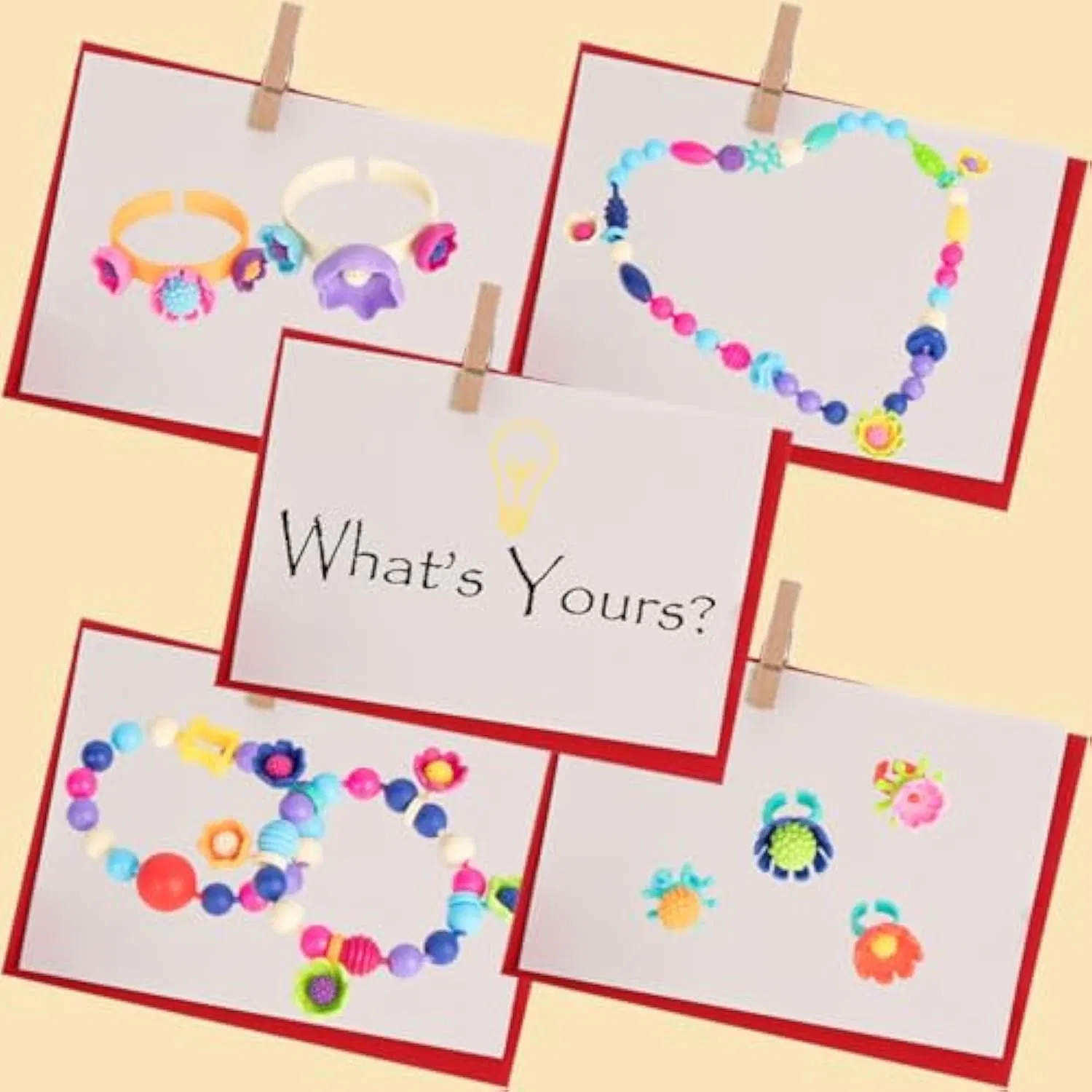 Jewelry Making Kit - Arts and Crafts for Girls 3-7 Years Old, Snap Beads Toys - Necklace, Bracelet, Ring Creative DIY Set