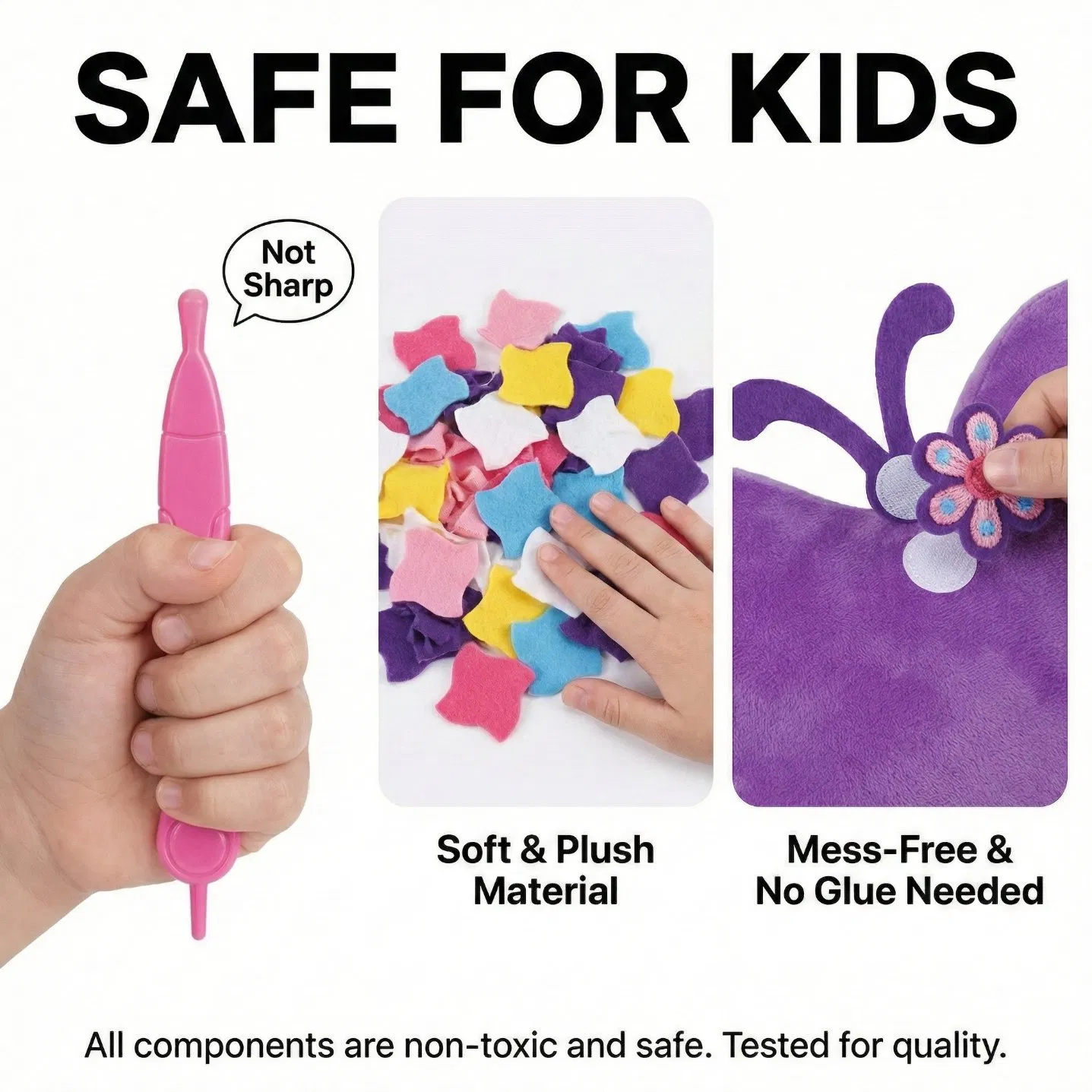 Aijh DIY Art Craft Kit Creative Plush Craft Handcrafted Hug Pillow Doll Kids Fabric Heart-Shaped Pillow Toys