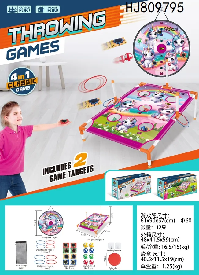 Kids Playing Cornhole Flying Disc Throwing Game