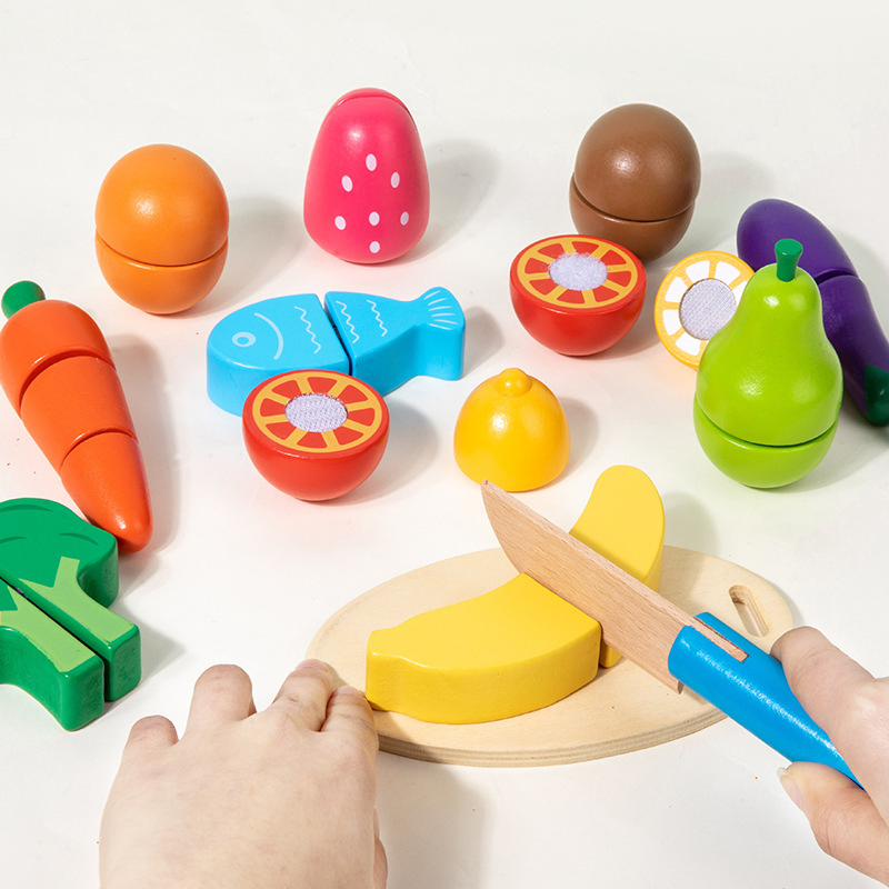 New Baby Early Learning Grip-and-Hold Fruit Vegetable Realistic Food Toy Wooden