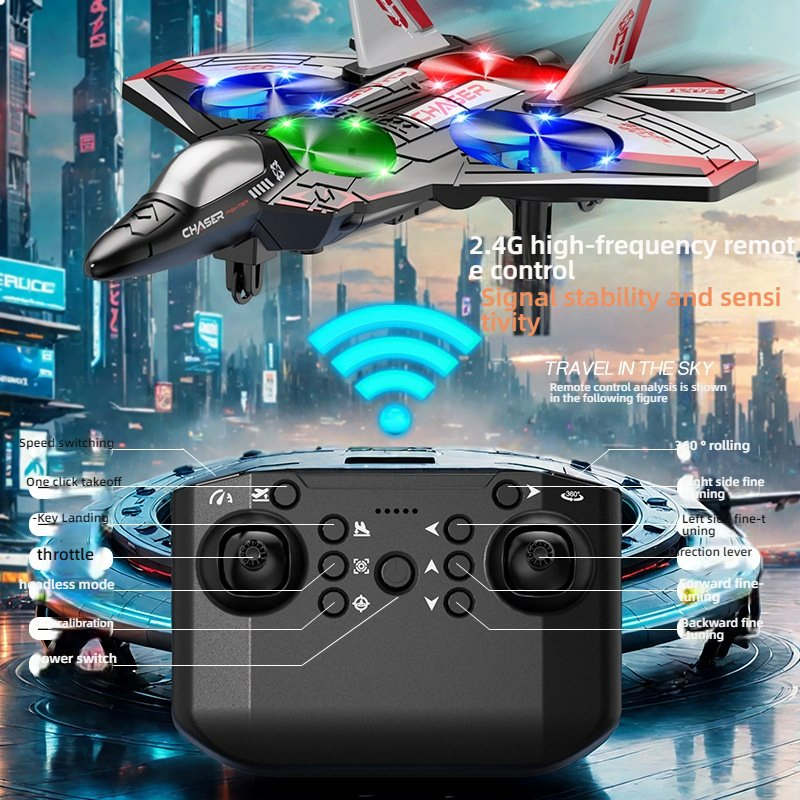 Zhiqu Glider Flying Helicopter RC Plane Hobby Jet Plane 2.4G EPP Stunt Remote Control Foam Fighter Airplane Toy with Light