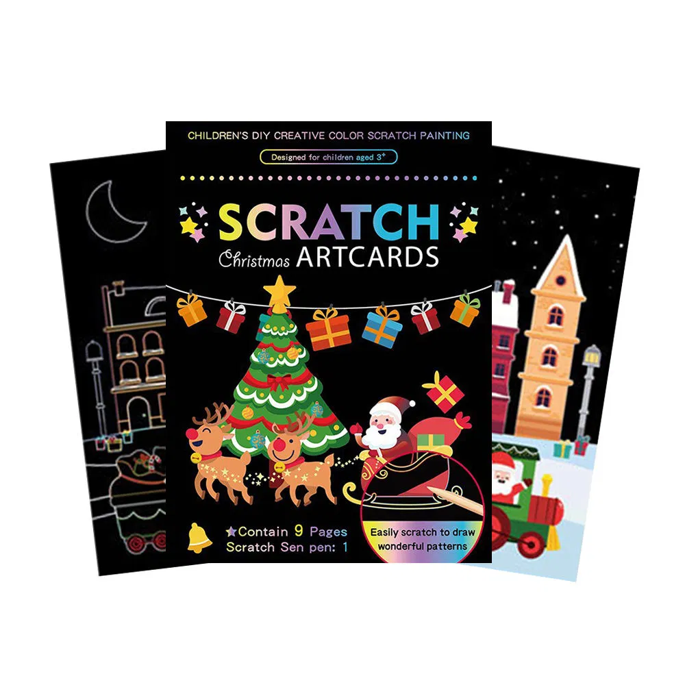 Christmas Series Art Cartoon Scratch Card DIY Handmade Creative Colorful Painting Toy