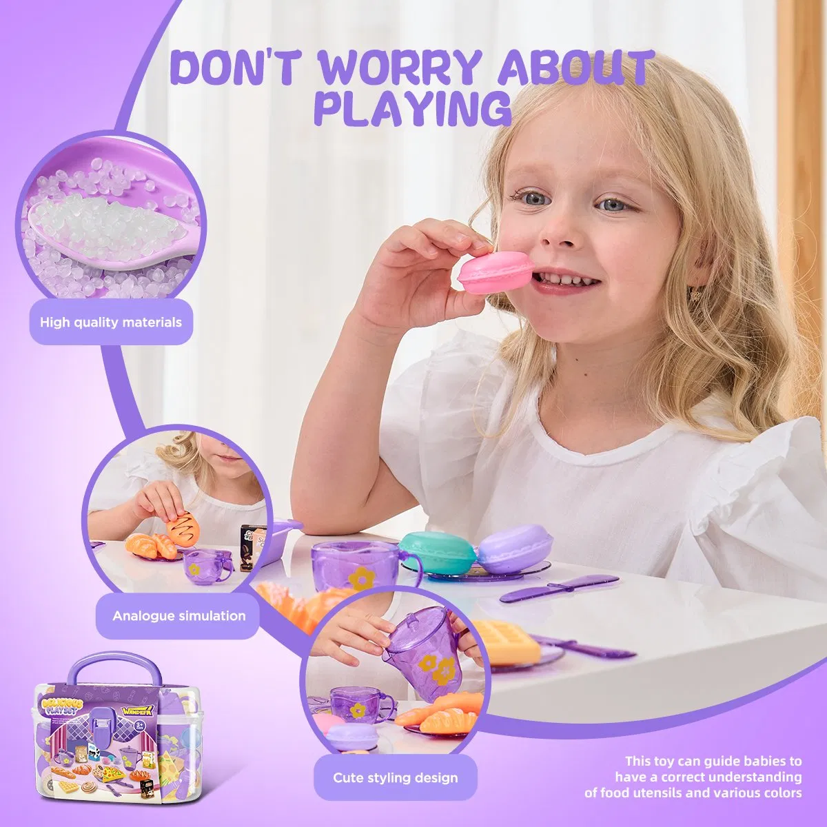 Educational Colorful Play Food &amp; Utensils for Early Childhood Development Kids 25PCS Pretend Play Toys Afternoon Tea Tableware Set