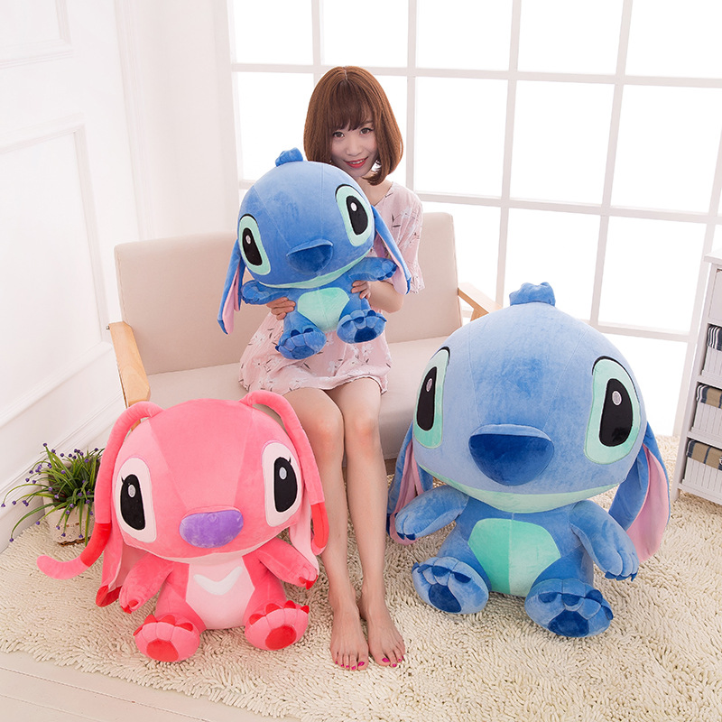 Big Lilo&Stitch Plush Stuffed Doll Cartoon Kawaii Animal Couple Sleeping Pillow