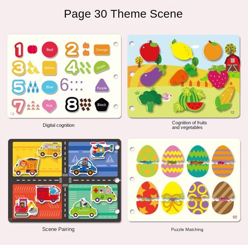 AiJH Children DIY Book Sticker Montessori Early Learning Sensory Educational Brinquedo Hand-Tear Paste Book Cognitive Cards Educational Baby Toys