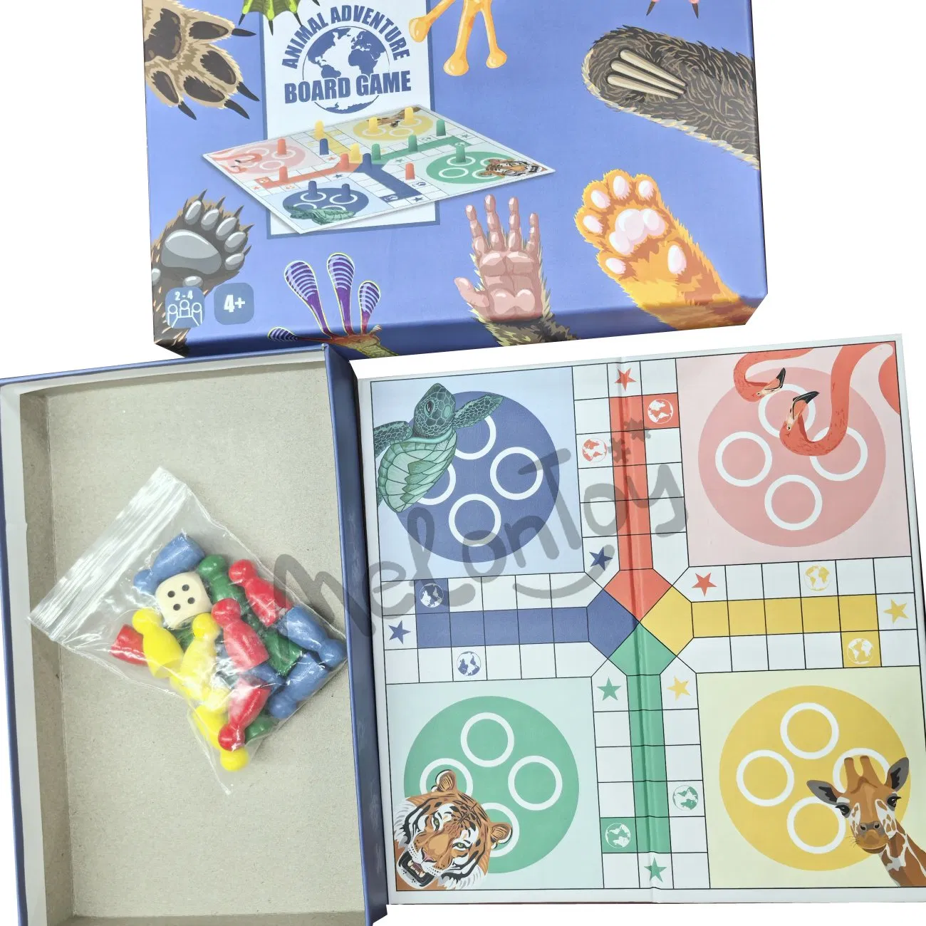 Animal Adventure Board Game Dice Rolling Games with Chess Spinner Table Board Game Children Toy Paper Board Game