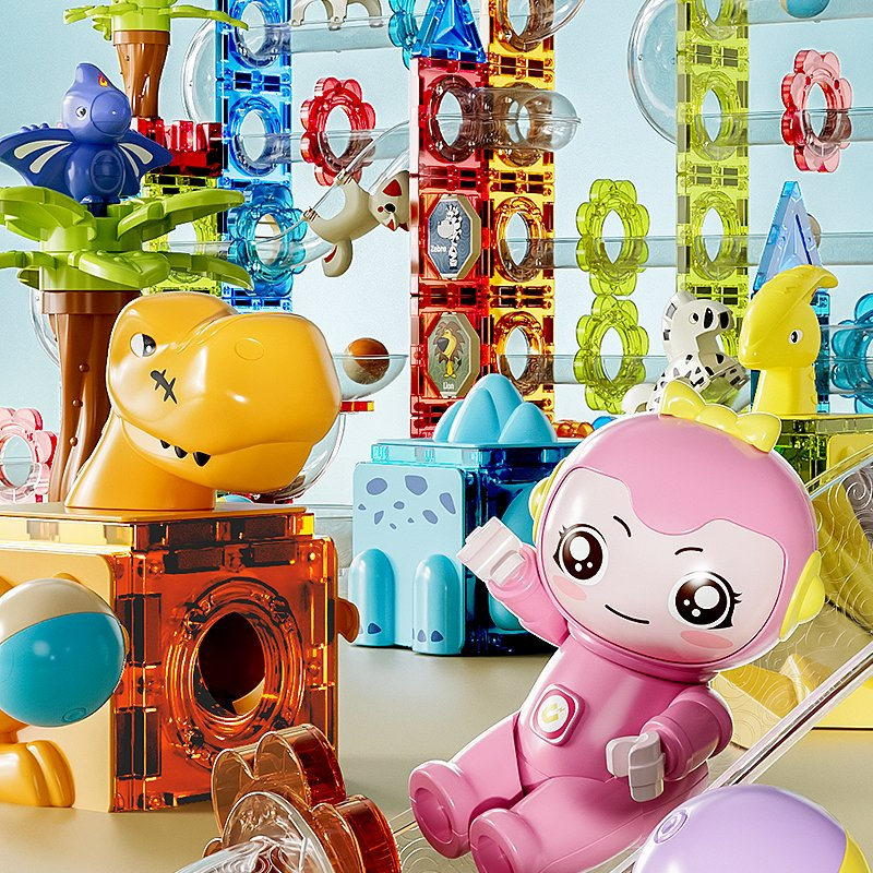 AiJH Wholesale Toys Magnetic Block Set Marble Run Educational Stem Toys DIY Assembly Magnetic Building Blocks Toys for Kids
