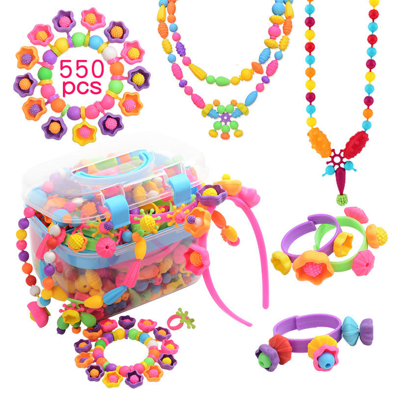 Jewelry Making Kit - Arts and Crafts for Girls 3-7 Years Old, Snap Beads Toys - Necklace, Bracelet, Ring Creative DIY Set