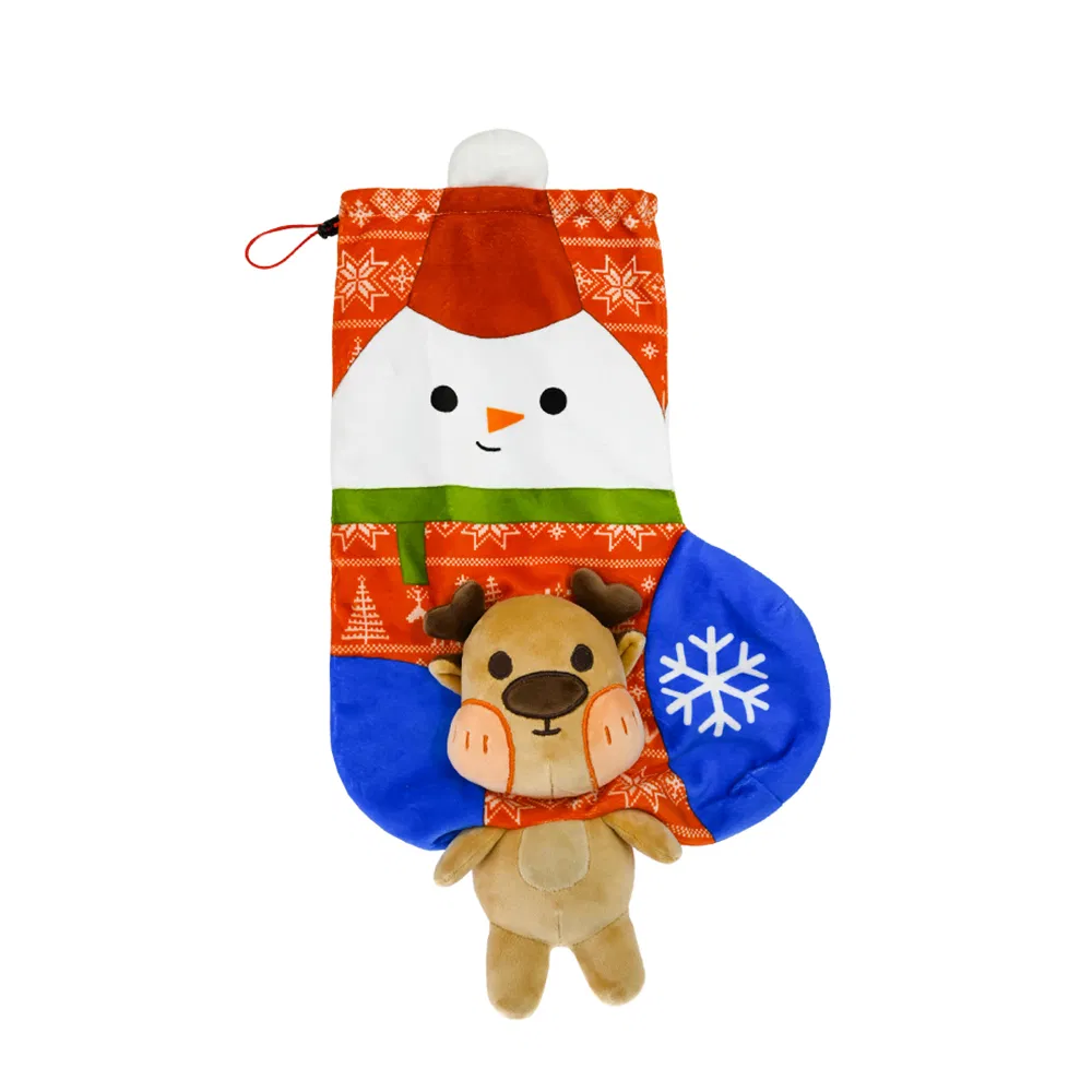 Customized Plush Pouch Bags Christmas Decorative Socks Stuffed Elk for Holiday Gift Bags Pendants