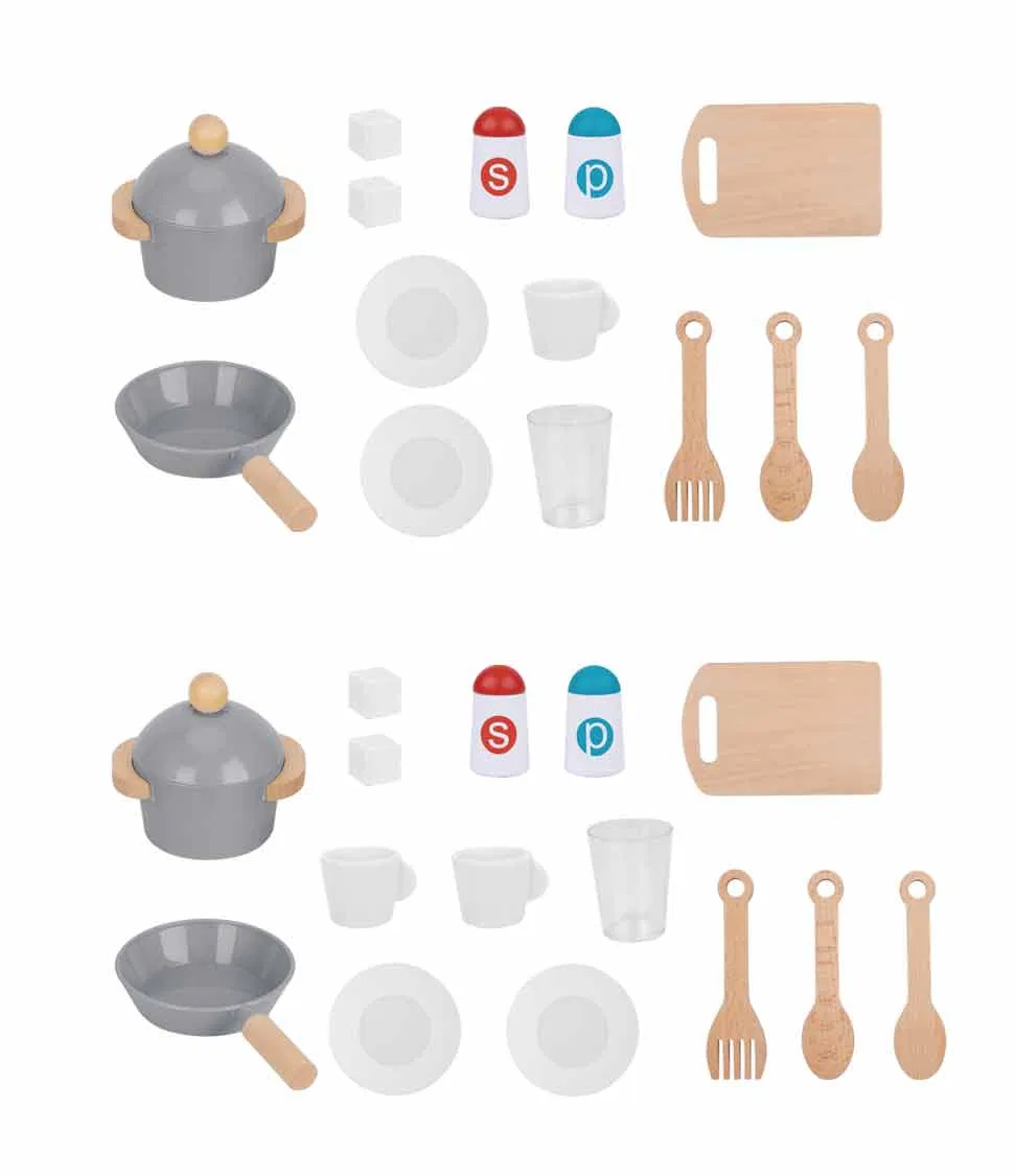 Kids Play Kitchen Set Pretend Play Wood Accessories Toy Kitchen Set