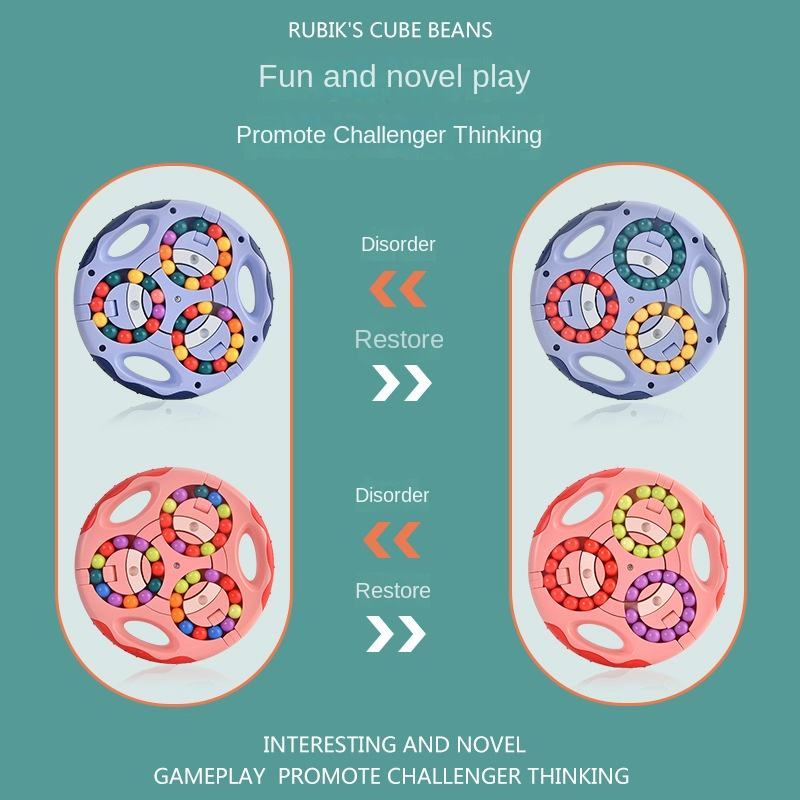 Zhiqu Double-Sided Fidget Spinners Custom Early Education Plastic Finger Hamburger Cube Gyro Finger Puzzle Rotating Magic Bean