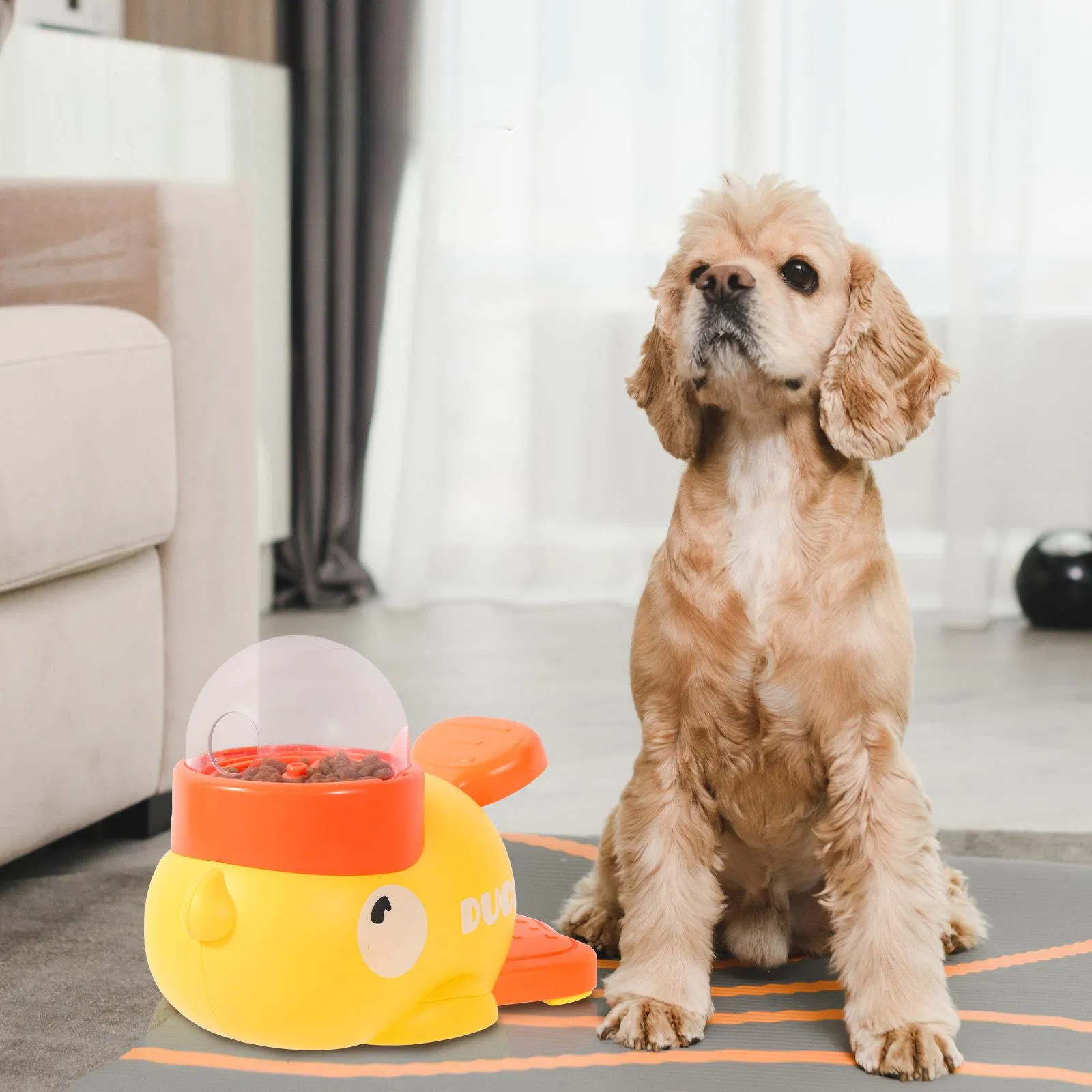 Duck Shaped 2-in-1 Interactive Pet Toy for Cats and Dogs, Puzzle Educational Pet Toy, Cat Dog Slow Feeder, Treat Dispenser Food Leakage Toy, Healthy Eating Toy