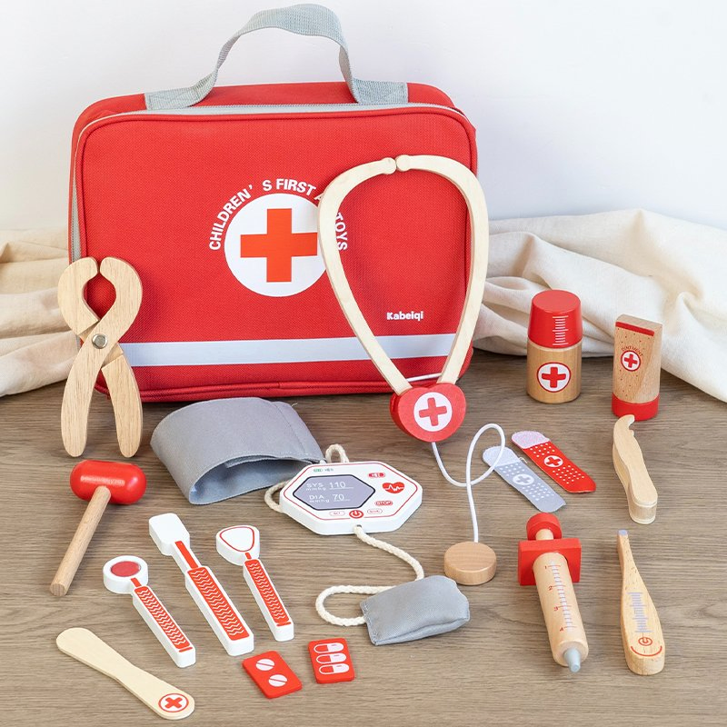 Wooden Educational Doctor Set Toy for Kids Pretend Play &amp; Preschool Gifts for Doctors and Medical Staff Accessory