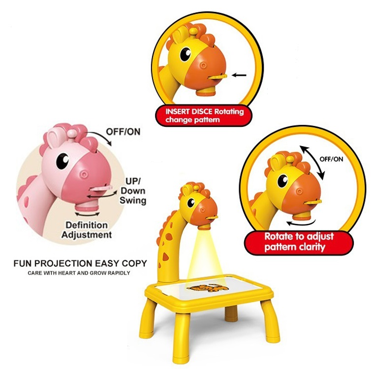 AiJH Children's Electric Light Music DIY Projection Drawing Board Erasable Plastic Toy Early Education Toy Graffiti Board Projected Toys