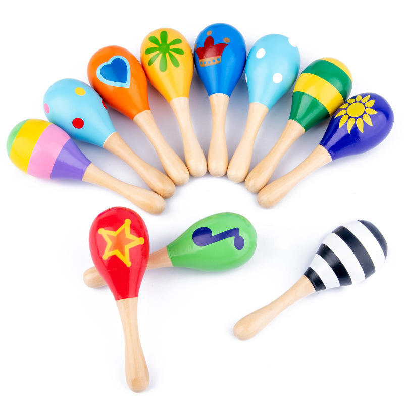 Wood Toddler Montessori Educational Baby Toys Musical Maracas