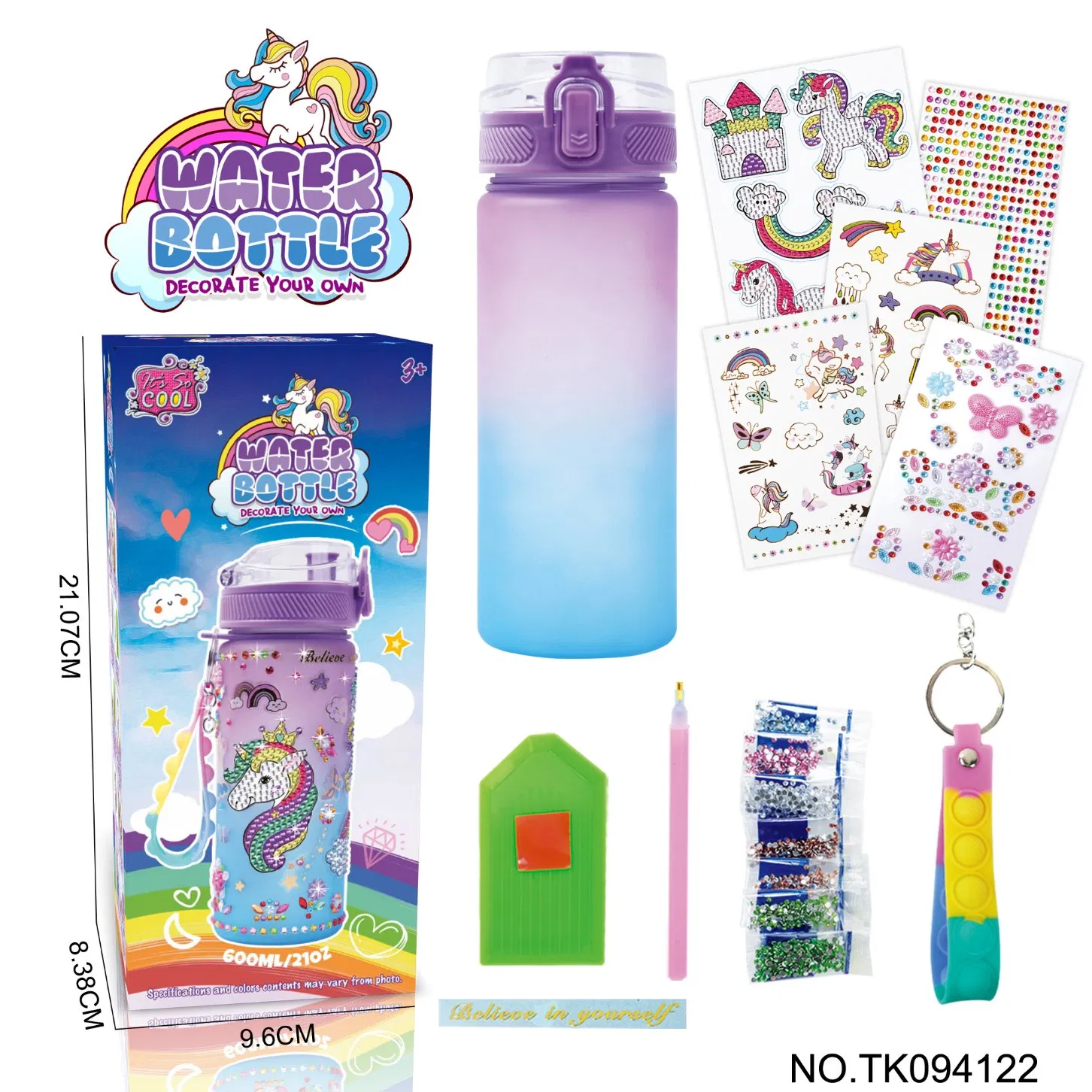 Funny Arts Crafts DIY Creative Stickers Toy Doodle Painting Coloring Water Bottle for Kids