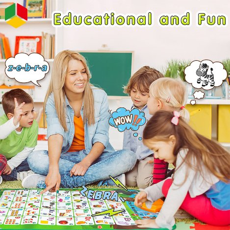 QS Children's Custom Electric Talking ABC &amp; 123s &amp; Music Sound Fun Early Interactive Alphabet Wall Chart Toys for Kids