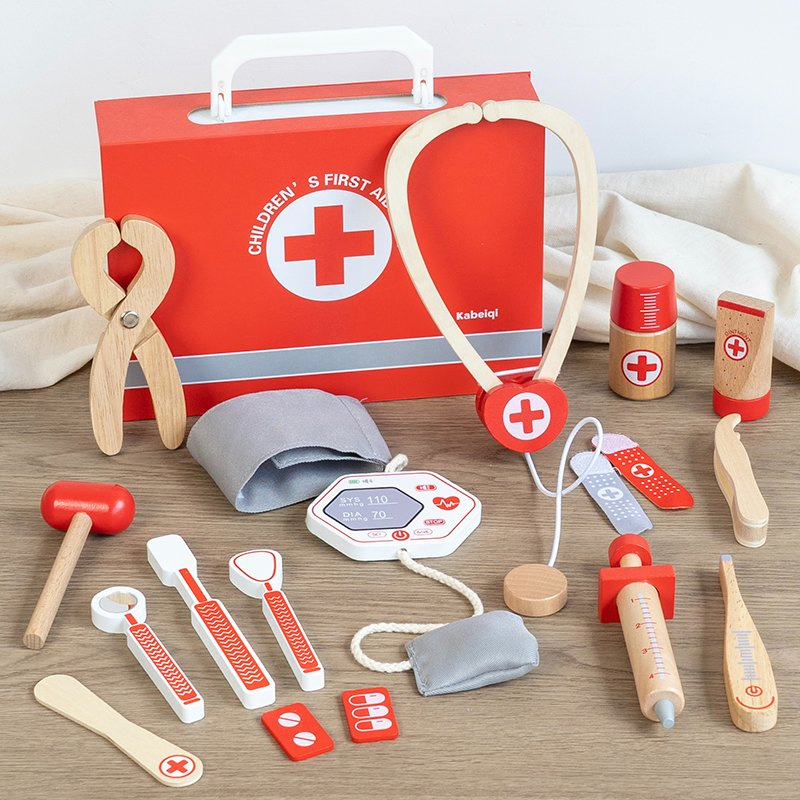 Wooden Educational Doctor Set Toy for Kids Pretend Play &amp; Preschool Gifts for Doctors and Medical Staff Accessory