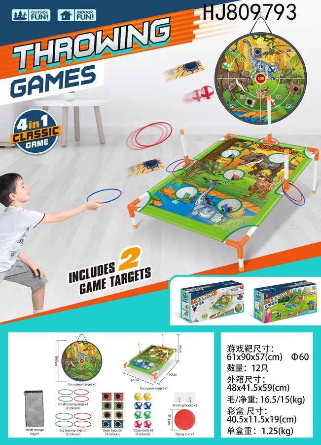 Kids Playing Cornhole Flying Disc Throwing Game