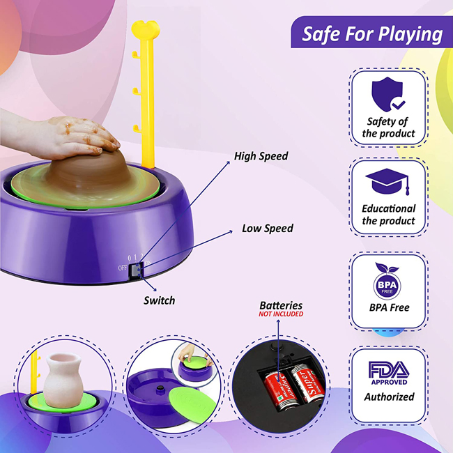 Factory Direct Sales Whoesale Creative Home Activities Pottery Workshop Educational Toys Do Arts Pottery Studio Dry Clay Crafts Pottery Wheel Toy for Children