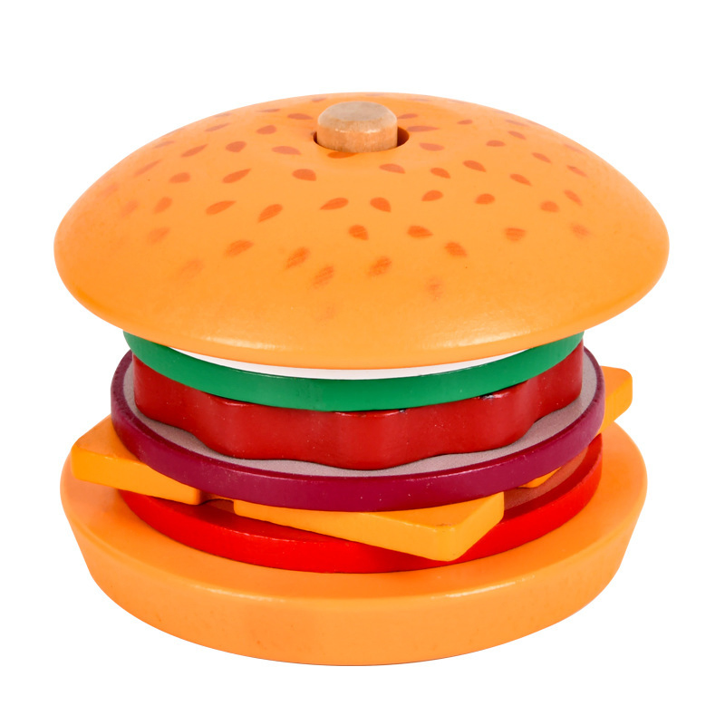 Popular Role Play Wooden Hamburger Sandwich Toys for Kids