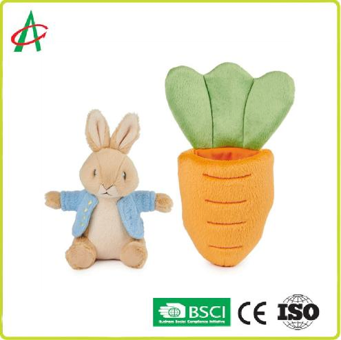 Brown Rabbit with Carrot Plush Playset Bunny Stuffed Animal for Kid