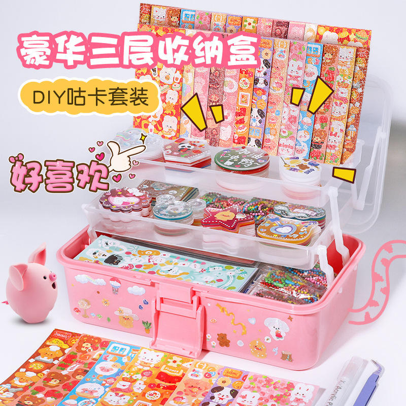 Birthday Gift Box for Girls - Creative Sticker Art Set with Fire-Themed Paint Cards DIY Paste Craft Kit, Party Favors, Arts &amp; Toys for Kids Ages 5-8