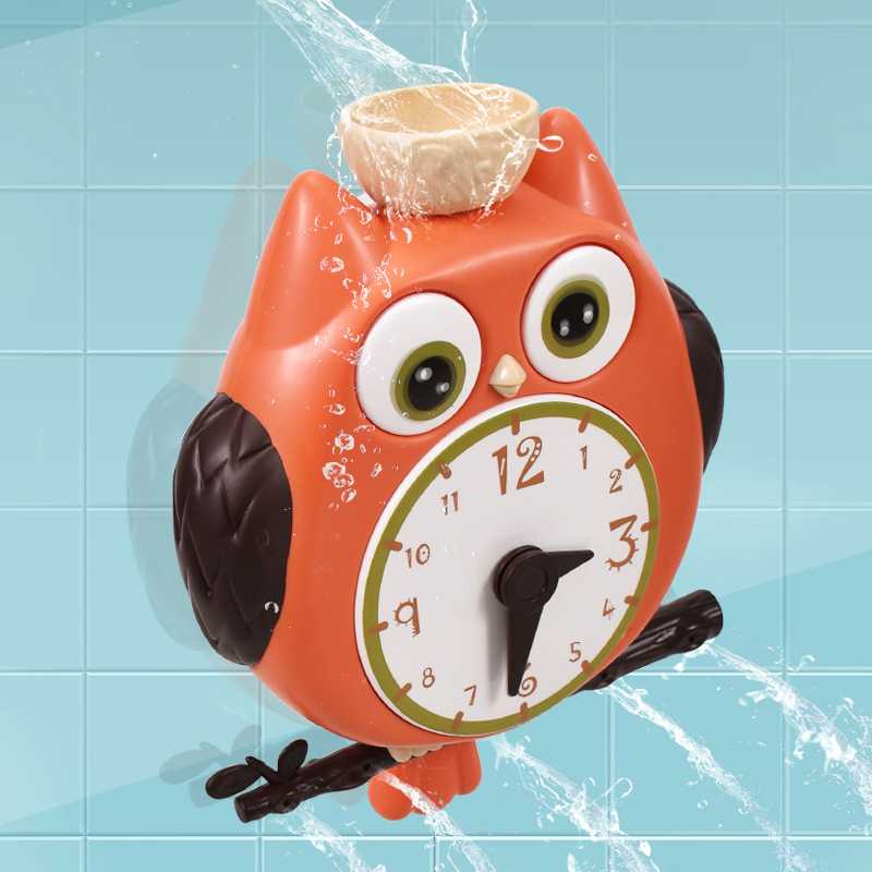 Children Bath Plaything Owl Shape Swing Clock Teaching Baby Play Bath Toys
