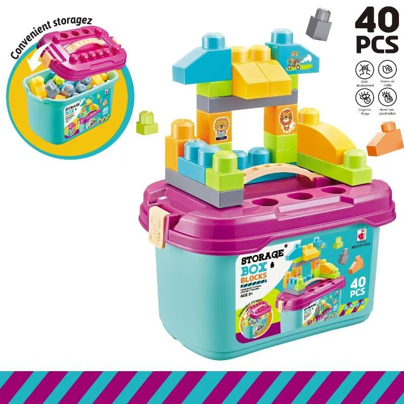 Xinbo Hot Sale Amazon Children Lego Amazing DIY Bucket Storage Assembly 40PCS Big Large Toy Plastic Building Block for Kids