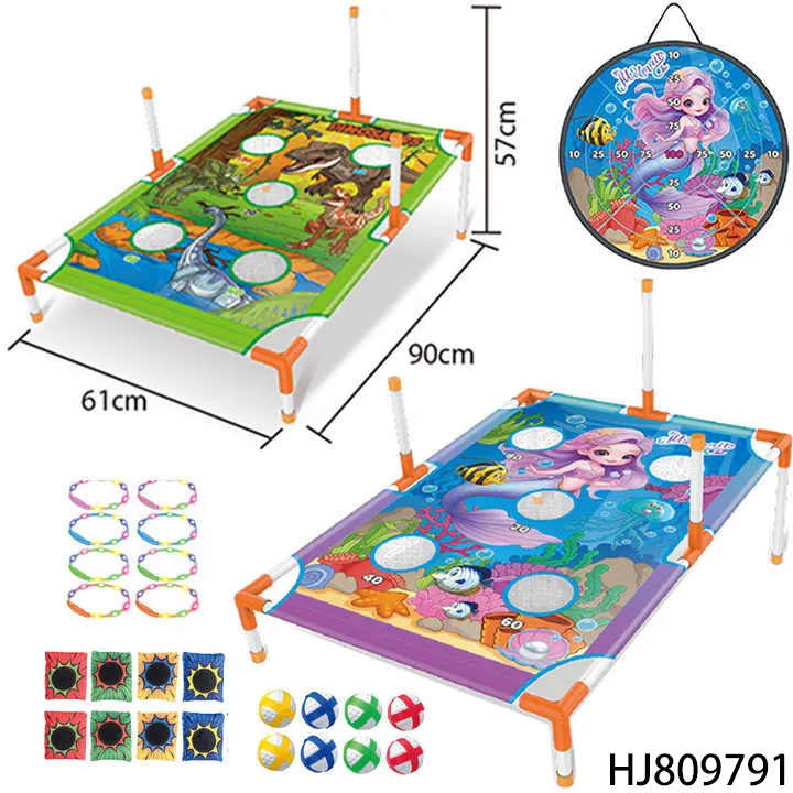 Kids Playing Cornhole Flying Disc Throwing Game