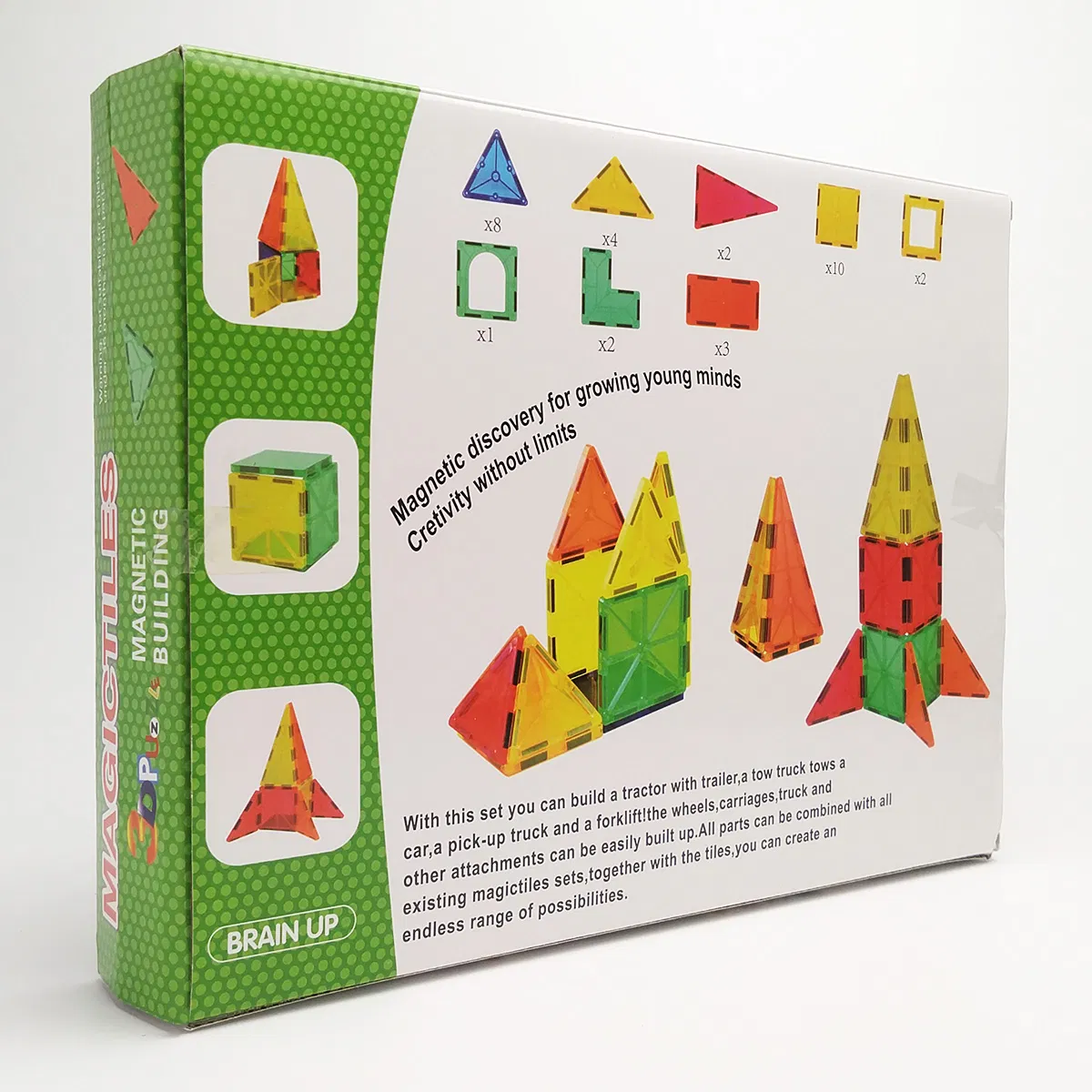 High-Quality Educational Magnetic Building Tiles Strong Magnets for Kids' Learning &amp; Creativity - Magic Construction Set of Magnetic Toys