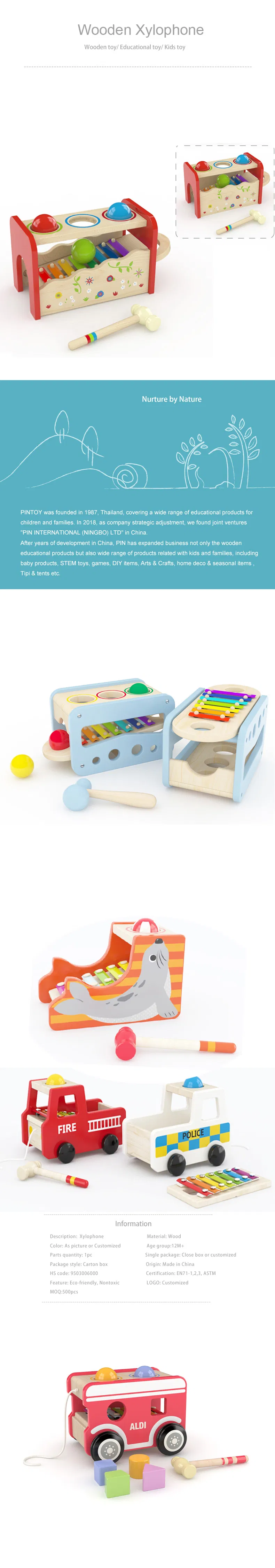 Wooden Toy Pound and Tap Bench Children Hand Instrument Xylophone Music Toy