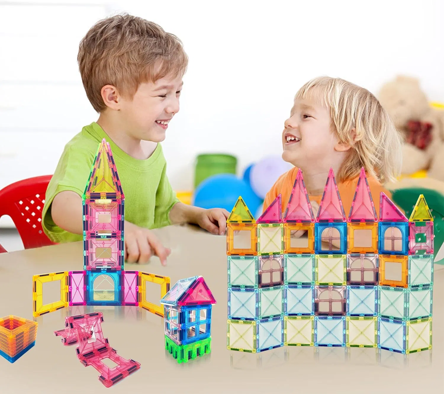 Educational Magnet Building Block 3D Construction Toys Plastic Magnetic Tiles for Kids
