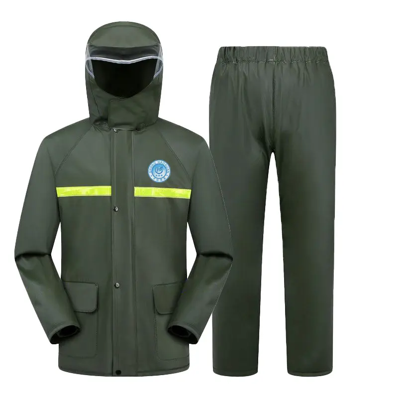 Custom Reflective Waterproof Raincoat and Rain Pants Set for Men Two Piece Full Body Supplier, Factory