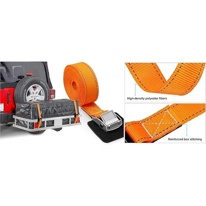 China Heavy Duty Ratchet  Belt 50mm x 10Mtrs  5000 Kg - Two Part Type with Double J Hooks Suppliers, Factory