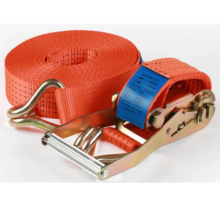 China 50MM 2 inch 5000KG Cargo Lashing Straps load Ratchet Tie Down Straps with Double J Hook Manufacturer, Suppliers