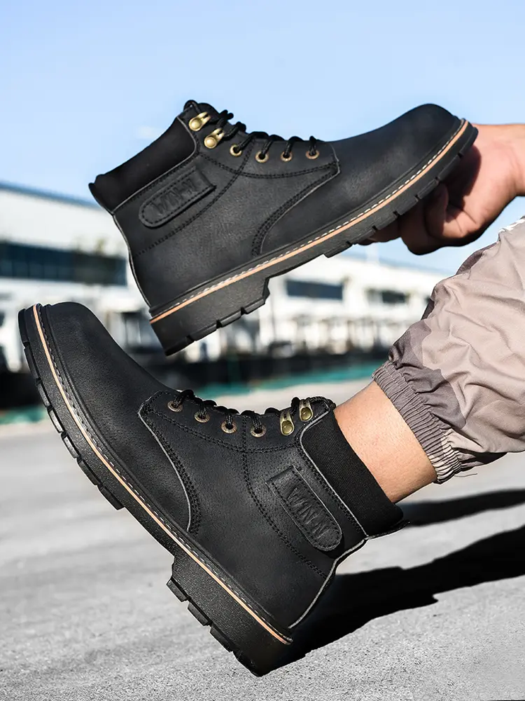 High-cut steel toe safety shoes - side view