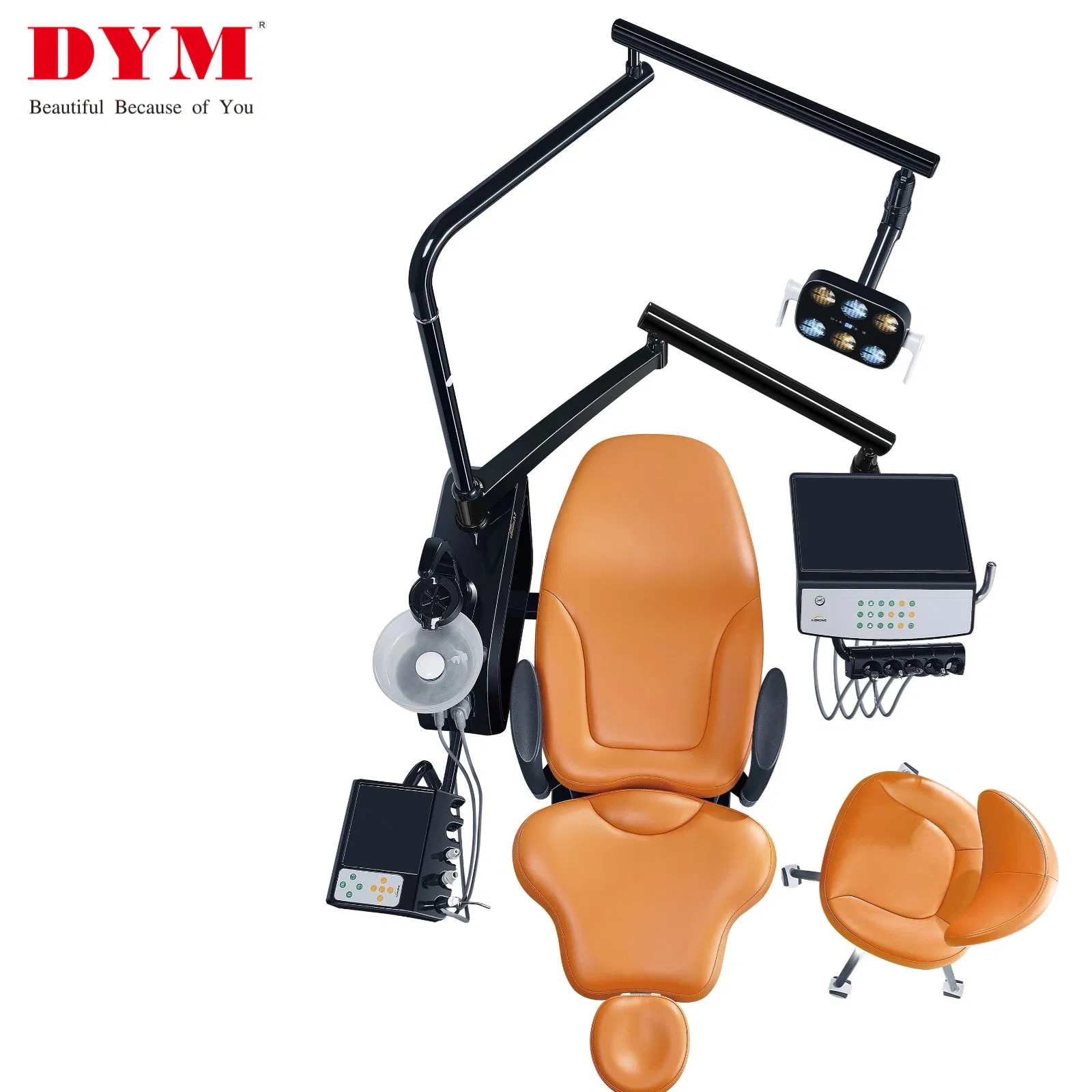 High-End Dental Chair with LED Operatory Light &amp; Integrated Instrument Tray