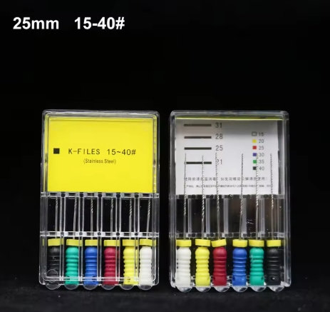 Complete Set of Stainless Steel K-Files for Endodontic Therapy