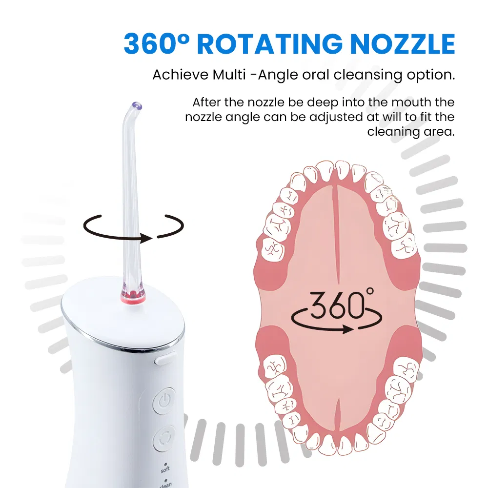 Freshday Ipx7 Waterproof Oral Irrigator 4 Modes 320ml Portable Dental Water Flosser for Deep Teeth Cleaning