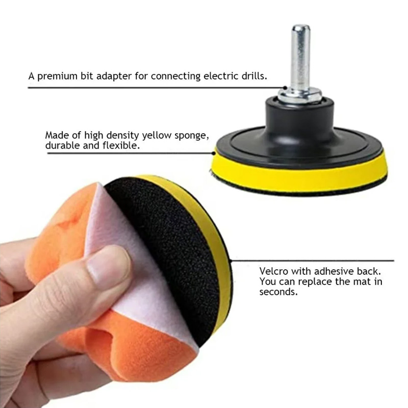 Factory Customize 11PCS/Kit 5inch Polishing Pad Car Detailing Wool Microfiber Sponge Polishing Pad with Backing Plate and Adapter Polishing Kit