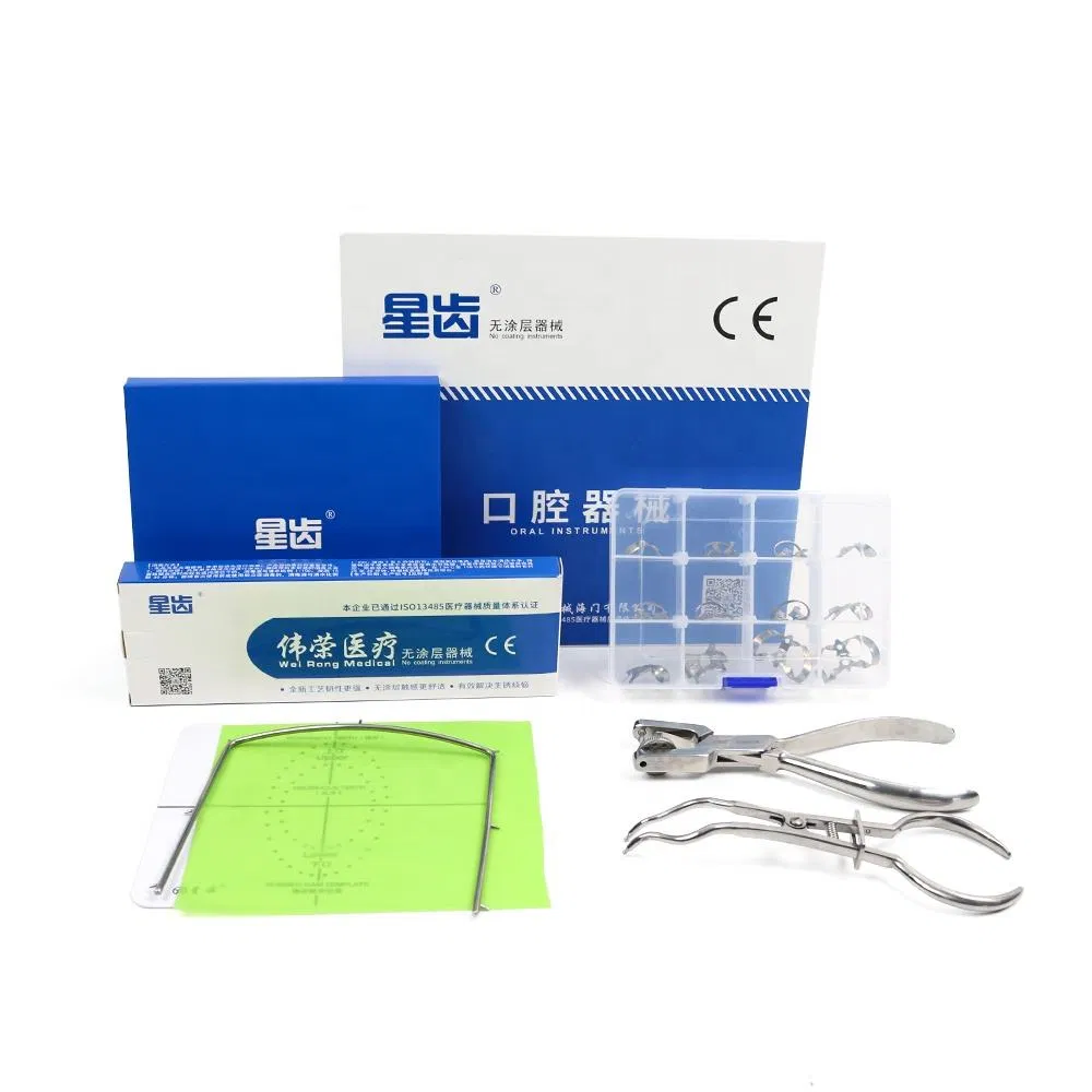 Stainless Steel Rubber Dam Clamps Punch Plier Endodontic Dental Isolation Instruments Set