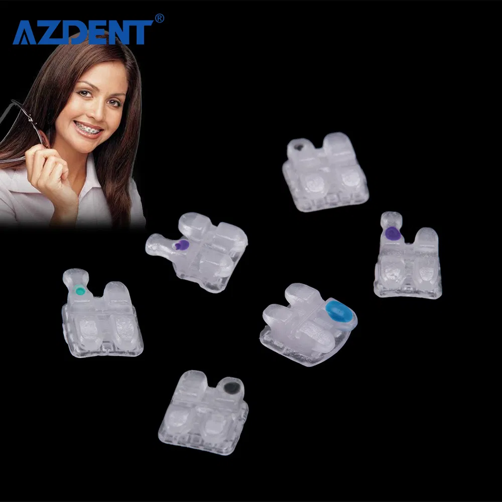 Dental Brackets Dentist Ceramic 5*5 Mbt 022 with 345hooks Orthodontic Brackets