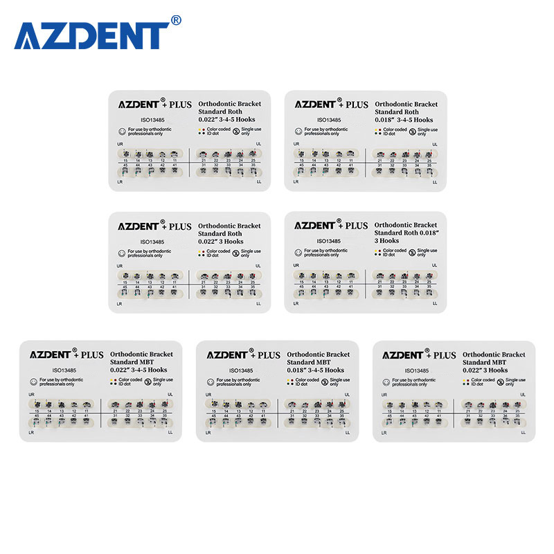 Azdent Dental Standard Roth 022/Mbt 018 Split Welding Straight Wire Orthodontic Brackets