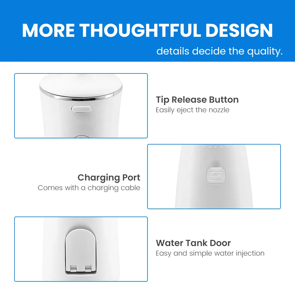 Freshday Ipx7 Waterproof Oral Irrigator 4 Modes 320ml Portable Dental Water Flosser for Deep Teeth Cleaning